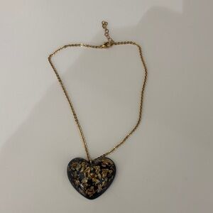 Sobral Black Heart Necklace with Gold Flake Pendant
